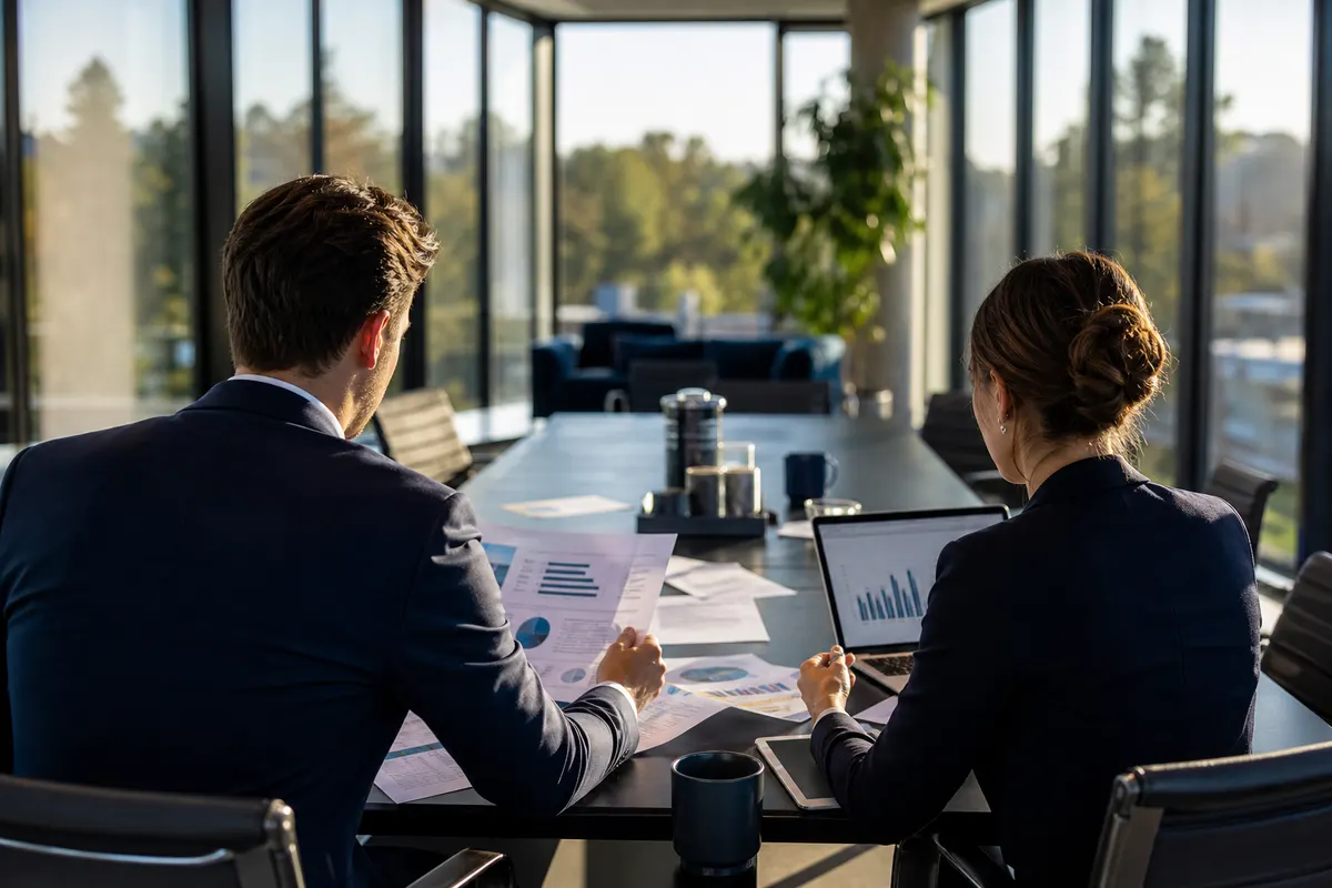 Strategie-Meeting mit Kennzahlen-Analyse