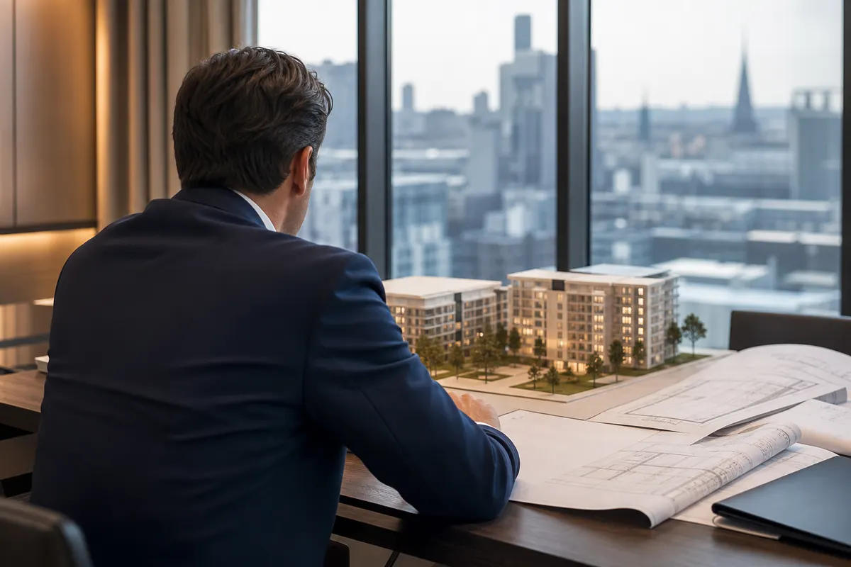 Immobilienplanung mit Grundrissen und Modell